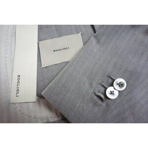 Boglioli Gray Herringbone Silk Blend Suit Wool 2 Pc Suit Jacket Pants 42R NEW